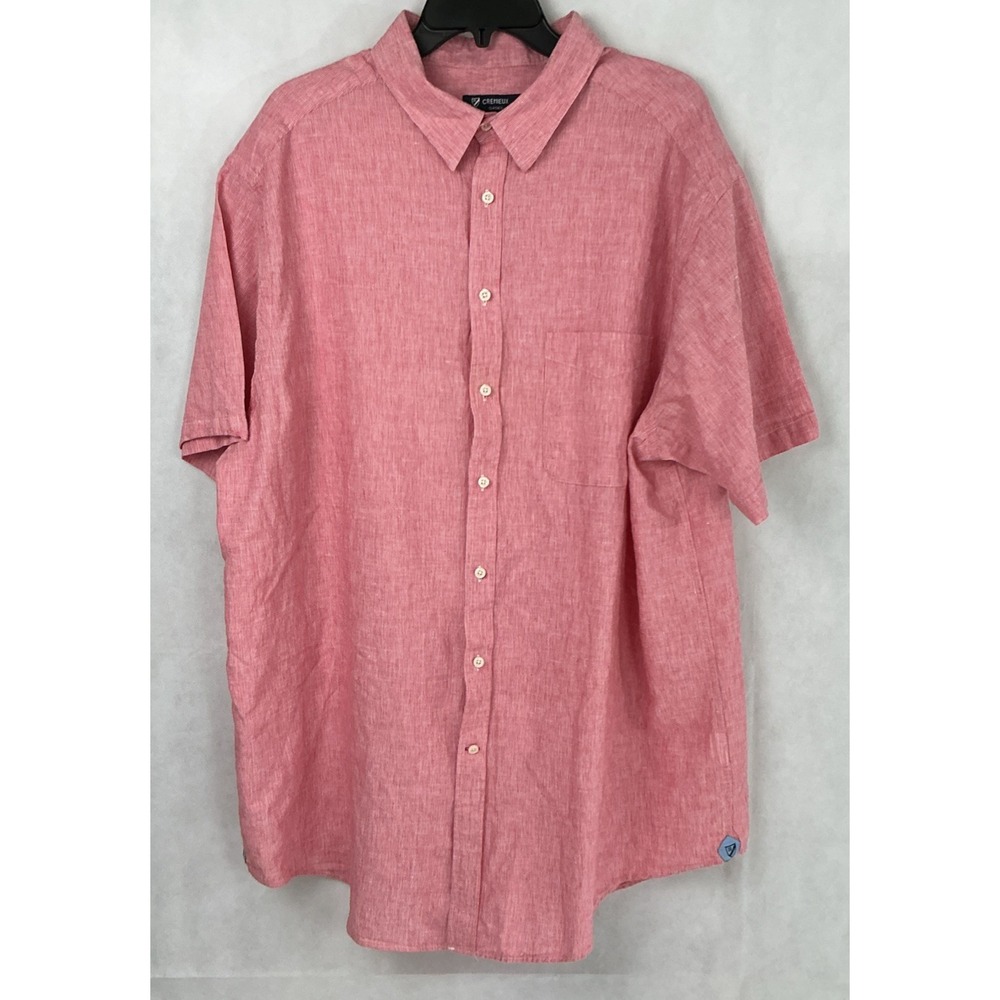Cremieux Classics Linen/Cotton Shirt Mens 2XLT Red Camp Collar Button Up Preppy